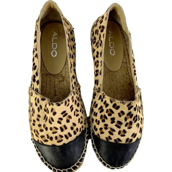 Aldo Womens Smolin Espadrille Flat Shoes Slip‎ On Cheetah Print Cap Toe 6.5 - Picture 6 of 8